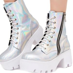 size 8 holographic boots, only worn once